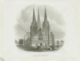 Katedra w Lichfield – front zachodni: staloryt, bd [ok. 1842]