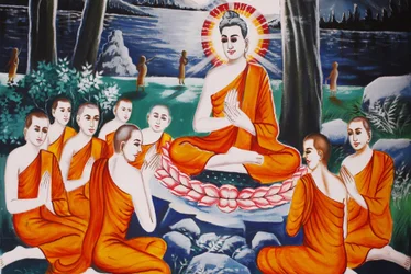 Życie Buddy Zadawanie pytań Budda szkolił swoich uczniów w sztuce zadawania pytań, Siem Reap, Kambodża