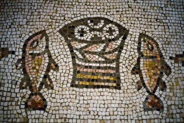 Chleby i ryby, mozaika w kościele Rozmnożenia, IV wiek, Tabgha, Izrael