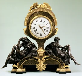 Zegar kominkowy z figurami Dnia i Nocy, Jean Andre Lepaute (1720-88), Paryż (brąz złocony i patynowany)