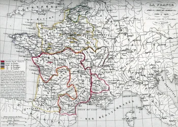 Mapa Francji w czasach króla Karola VI