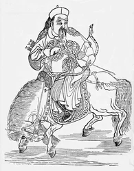 Łucznik mongolski na koniu (grafika)