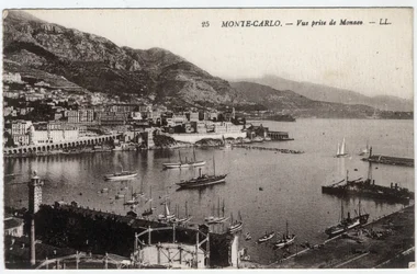 Monte Carlo (Monte-Carlo): Widok na miasto zaczerpnięty z Monako - Pocztówka z końca XIX-XX wieku