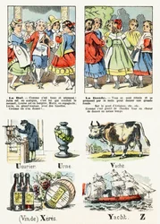 Strona 8 - kostium le bal, la ronde - alfabet rozrywkowy dla dzieci ok. 1890 (litografia)