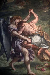 Obraz Eugene Delacroix w bazylice Saint Sulpice, Paryż: Jakub walczący z aniołem, Paryż, Francja