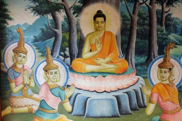 Obraz przedstawiający życie Buddy w Wat Nokhor Kompong Cham Cambodge