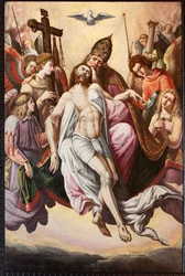 Kościół parafialny (kościół parafialny Sint-Dionysius van Lede). Wnętrze. Chór. Obraz. Założenie.