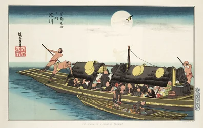„Pasażerowie i załoga na małej łodzi, ok. 1853-1856