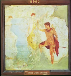 Perseusz uwalniający Andromedę, z Domu Pięciu Szkieletów, Pompeje, IV styl dekoracyjny, ok.30 ne (fresk)