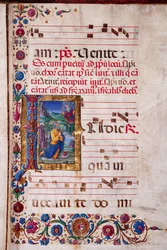 Biblioteka Piccolomini: Księga Chóralna, dor. 7.G, nn. 40v z „Wizją Jeremiasza”, autorstwa Guidoccio Cozzarelli.
