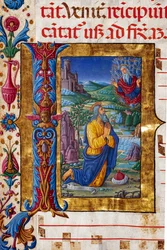 Biblioteka Piccolomini: Księga Chóralna, dor. 7.G, nn. 40v z „Wizją Jeremiasza”, autorstwa Guidoccio Cozzarelli. Szczegół.