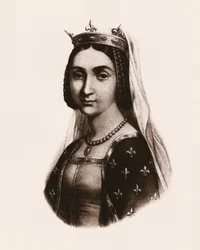Portret Joanny Francuskiej lub Walezjuszki (1464-1505), królowej Francji, rycina