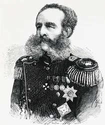 Portret księcia Dmitrija Iwanowicza Światopełk-Mirskiego (1825-1899), rosyjskiego generała, rycina