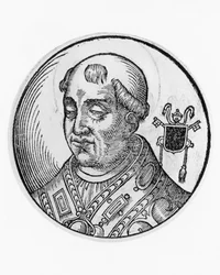 Portret świętego Agathona (575-681), 79. papieża Kościoła katolickiego z 678, grawerowanie