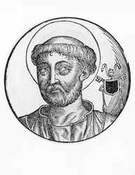 Portret św. Lucjusza I (zm. 254), 22. papieża Kościoła katolickiego z 253, rycina