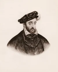 Portret króla Francji Henryka II (1519-1559) Rycina z XIX wieku