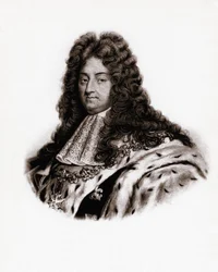Portret króla Francji Ludwika XIV (1638-1715) Rycina z XIX wieku