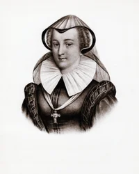 Portret królowej Francji Marii Stuart (Marii Iere ze Szkocji) (1542-1587). Rycina z XIX wieku