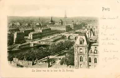 Pocztówka / Sekwana z wieży Saint Gervais / Paryż / Sekwana / Ile de France / Francja