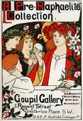 Wystawa prerafaelitów w Galerii Goupil, Londyn, ok. 1897 (plakat)