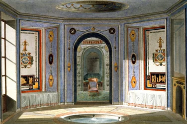 Projekt łazienki w stylu Directoire, koniec XVIII wieku (akwarela)