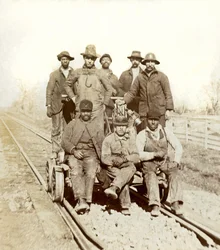 Kolejarze, Gallatin, Tennessee, ok. 1895 (zdjęcie czarno-białe)