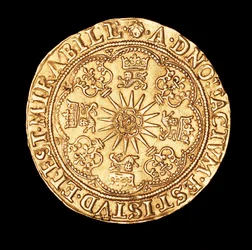 Rzadka moneta, England Gold Spur Ryal, Tudor Rose on Spur Rowel