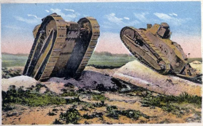 Czołgi Renault, ok. 1910 r. (pocztówka)