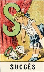 S: Sukces - Grawerunek zaczerpnięty z ABCD małych dziewczynek. Pellerin & Cie, drukarz-wydawca, Epinal, ok. 1890. Seria A. Wymiary: 19 x 13,5 cm.