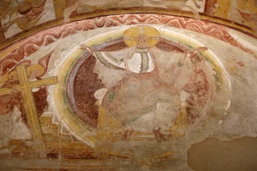 Kościół opactwa Saint-Savin sur Gartempe Obraz na ganku zachodnim: Chrystus w chwale Saint-Savin Francja