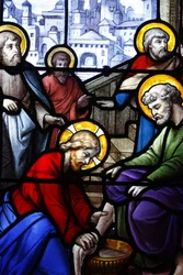 Kościół św. Aignana Jezus myjący stopy swoim uczniom, Chartres, Francja