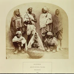 Saonras, aborygeńskie plemię z Saugor w środkowych Indiach, nr. 355 z „Oblicza Indii”, wyd. 1872 (zdjęcie w sepii)
