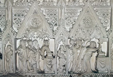 Sarkofag Pedro I (1320-1367) ze scenami z życia św Bartłomieja, kościół klasztoru Alcobaca (Lista Światowego Dziedzictwa UNESCO