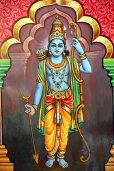 Hinduistyczna świątynia Sri Vadapathira Kaliamman. Awatar Wisznu. Pan Rama, 7. wcielenie. Singapur