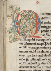 Św. Augustyn z Hippony „Opera”, Fol 106 recto, detal, ok. 1200 (pióro i atrament na pergaminie)
