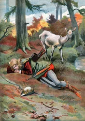 Łania w lesie. (Ilustracja, ok. 1910 r.)