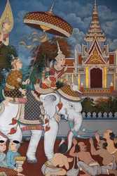 Życie Buddy, fresk ścienny, klasztor Wat Maniratanaram, Phnom Penh, 2022 (zdjęcie)