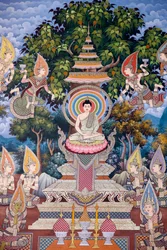 Życie Buddy, fresk ścienny, klasztor Wat Maniratanaram, Phnom Penh, 2022 (zdjęcie)
