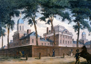 Szpital Pennsylvania w Filadelfii, ok. 1800 r. (rycina)