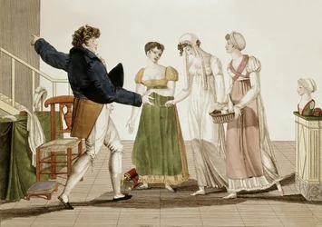 Projektant mody w czasach pierwszego cesarstwa we Francji (1804-1815), rycina