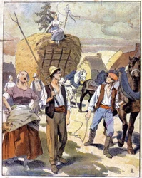 Ostatni wóz z pszenicą w Beauce, ok. 1910 r. (ilustracja)