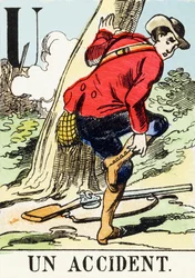 U : Niewypadek - Alfabet myśliwski, c.1890 (rycina)