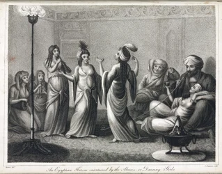 Egipski harem, animowany przez tancerzy i almee