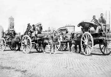Wielka Brytania : Wózki z winem w winnicy. Francja, ok. 1890