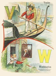 V W: Wenecja, Waszyngton - ABC Dwóch Światów. Emile Guerin, wydawca, Paryż, ok. 1900. Wymiary: 27,5 x 21,5 cm
