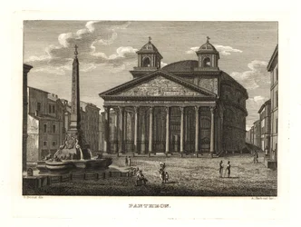 Widok na Panteon i Fontana del Panteon, Rzym