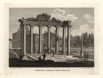 Widok na Świątynię Zgody, Tempio della Concordia, Rzym