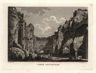 Widok na ruiny Term Karakalli, Terme Antoniane, Rzym