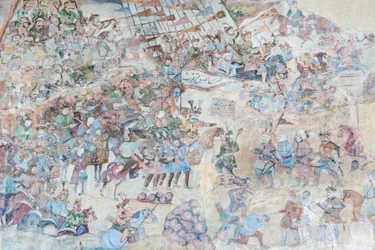 Malowidła ścienne w portalu Qeysarieh, plac Naqsh-e Jahan Imam, Isfahan, Iran (fresk)