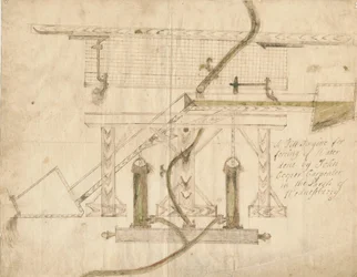 Wednesbury - maszyna z młotem uchylnym: rysunek piórem i tuszem, bez daty [ok. 1710]